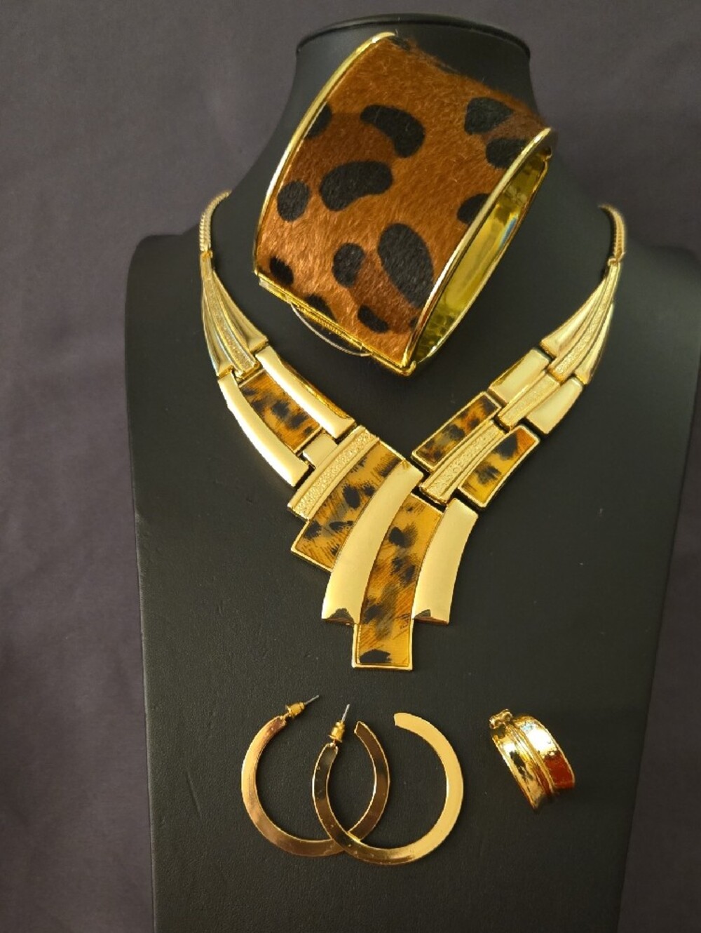 Gold and Leopard Statement Necklace - Women Jewelry